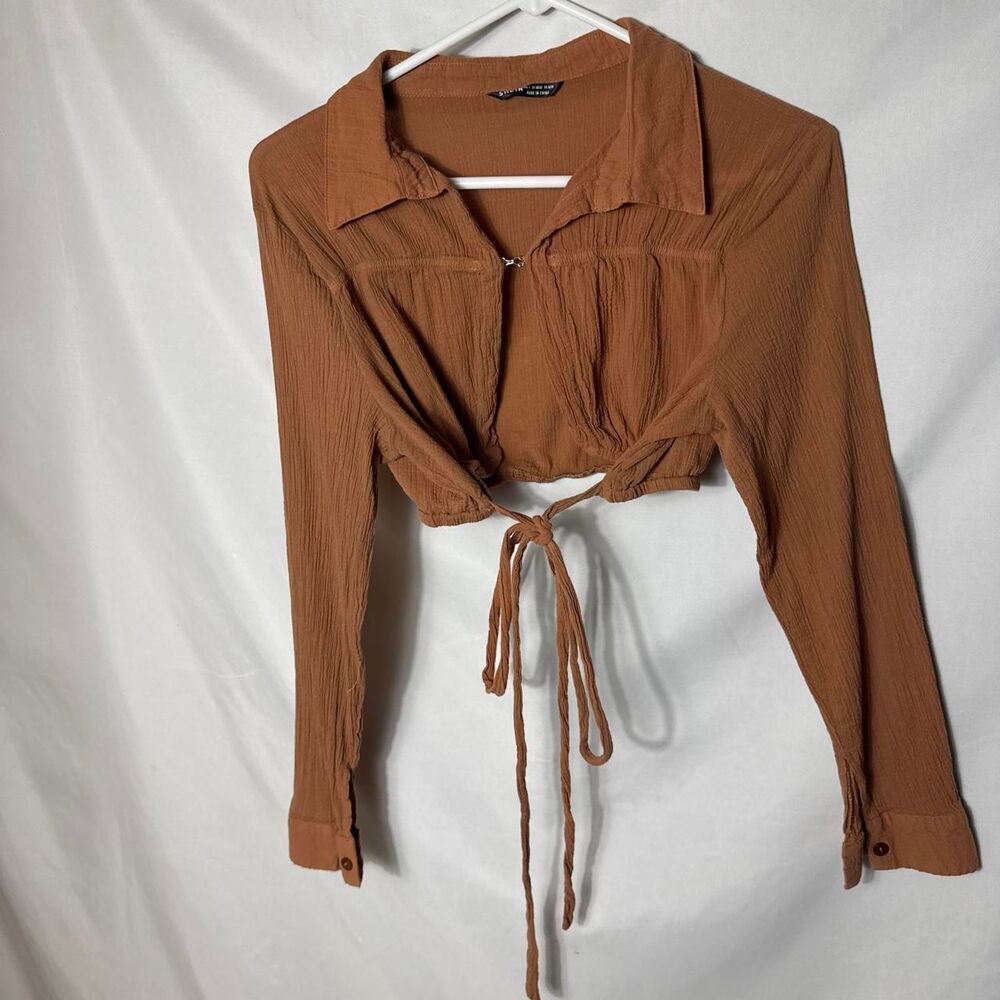 Unbranded Women's Orange and Brown Crop-top